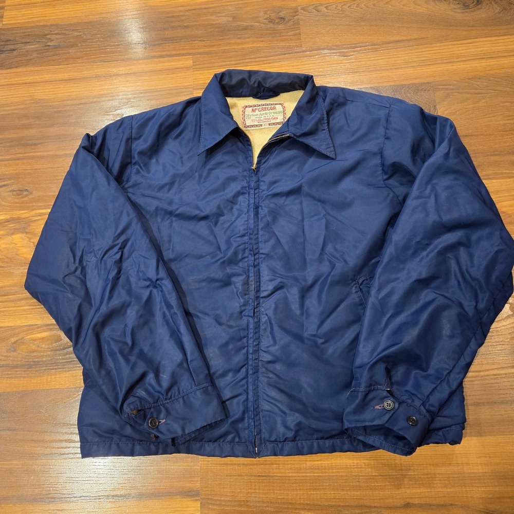 Vintage McGregor Nylon Anti-Freeze Jacket Mens 42 Navy Blue Talon Zip USA
